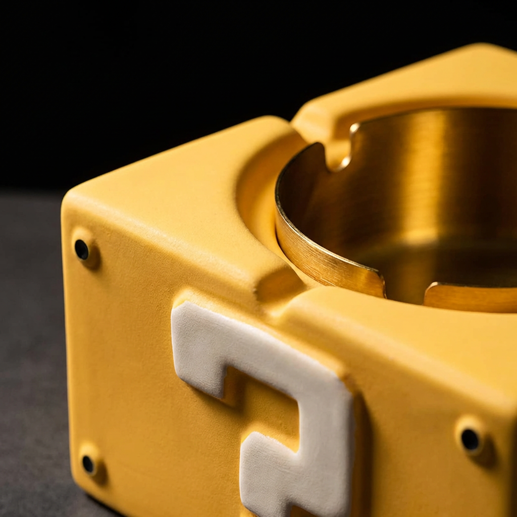 Retro Question Block Ashtray with Coin Lid