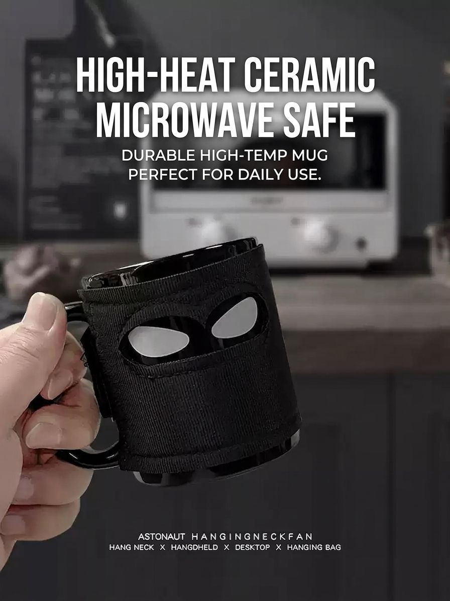 Ninja-Themed Ceramic Mug Set with Shuriken Coaster and Katana Spoon